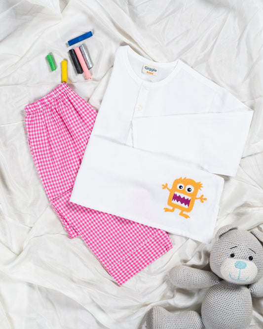 The Little Monster With Pink Gingham Pyjama