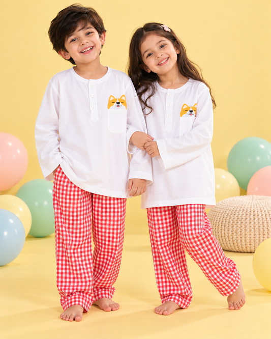 Peekaboo With Coral Gingham Pyjama