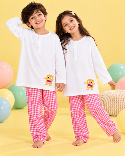 The Little Monster With Pink Gingham Pyjama
